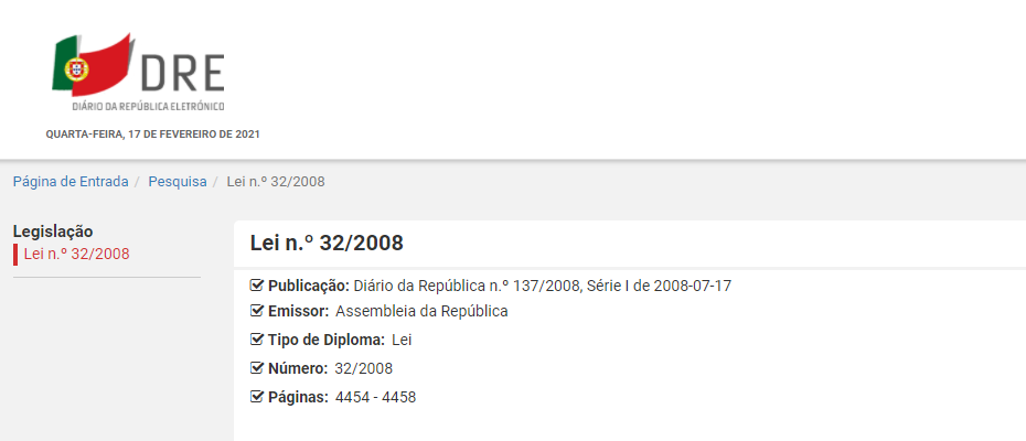 Conservação de Dados pelos Serviços Públicos ou Redes Públicas de Comunicações Electrónicas