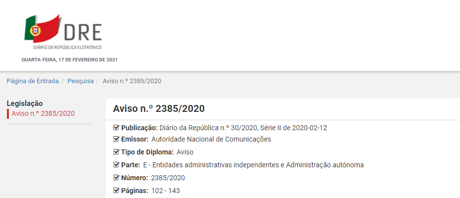 Leilão para a Atribuição de Direitos de Utilização de Frequências