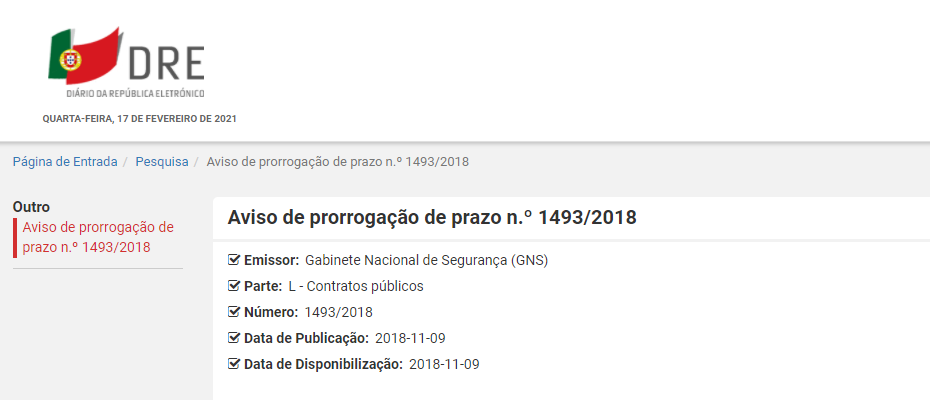 Aquisição de serviços de desenvolvimento do QNR para a Cibersegurança, requisitos de Segurança no âmbito do Regime Jurídico da Segurança do Ciberespaço e Modelos de Maturidade em Cibersegurança