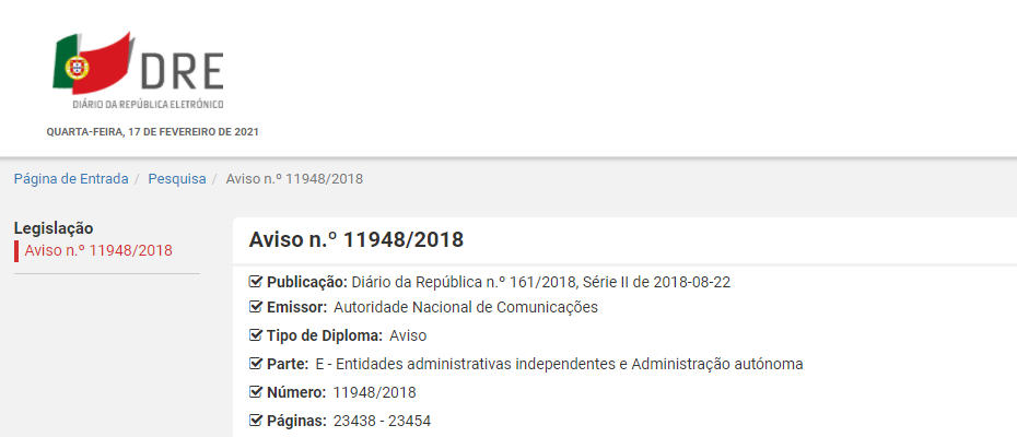 Projeto de regulamento relativo à segurança e à integridade das redes e serviços de comunicações eletrónicas